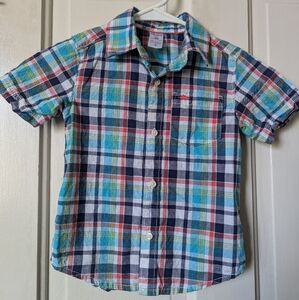 NWoT Carter Toddler 3T Boy Plaid Button Down Green And Blue